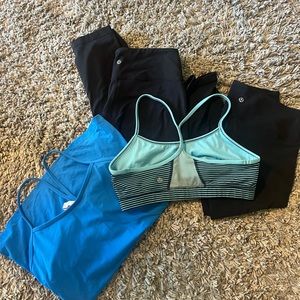 Lululemon Bundle- Sports Bra and Top (10) and
Two Pairs of Leggings (8)